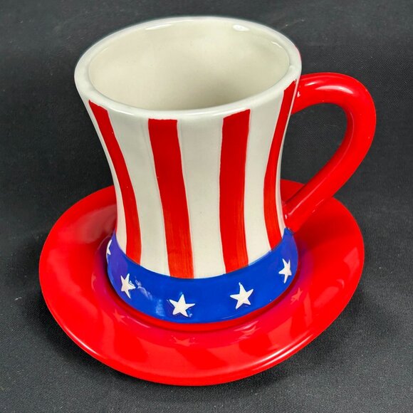 MAINANDLOCAL colorful all American mug and saucer set - Picture 1 of 6